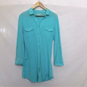Lauren Essentials Aqua Cotton Night Shirt Dress/Coverup.  Size L